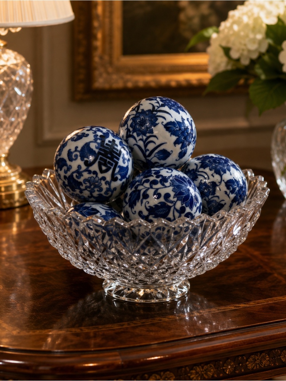 Blue and White Decorative Chinese Spheres